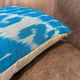 Handmade Silk Ikat Lumbar Cushion Cover, Sky Blue Oval Print Pillow Case