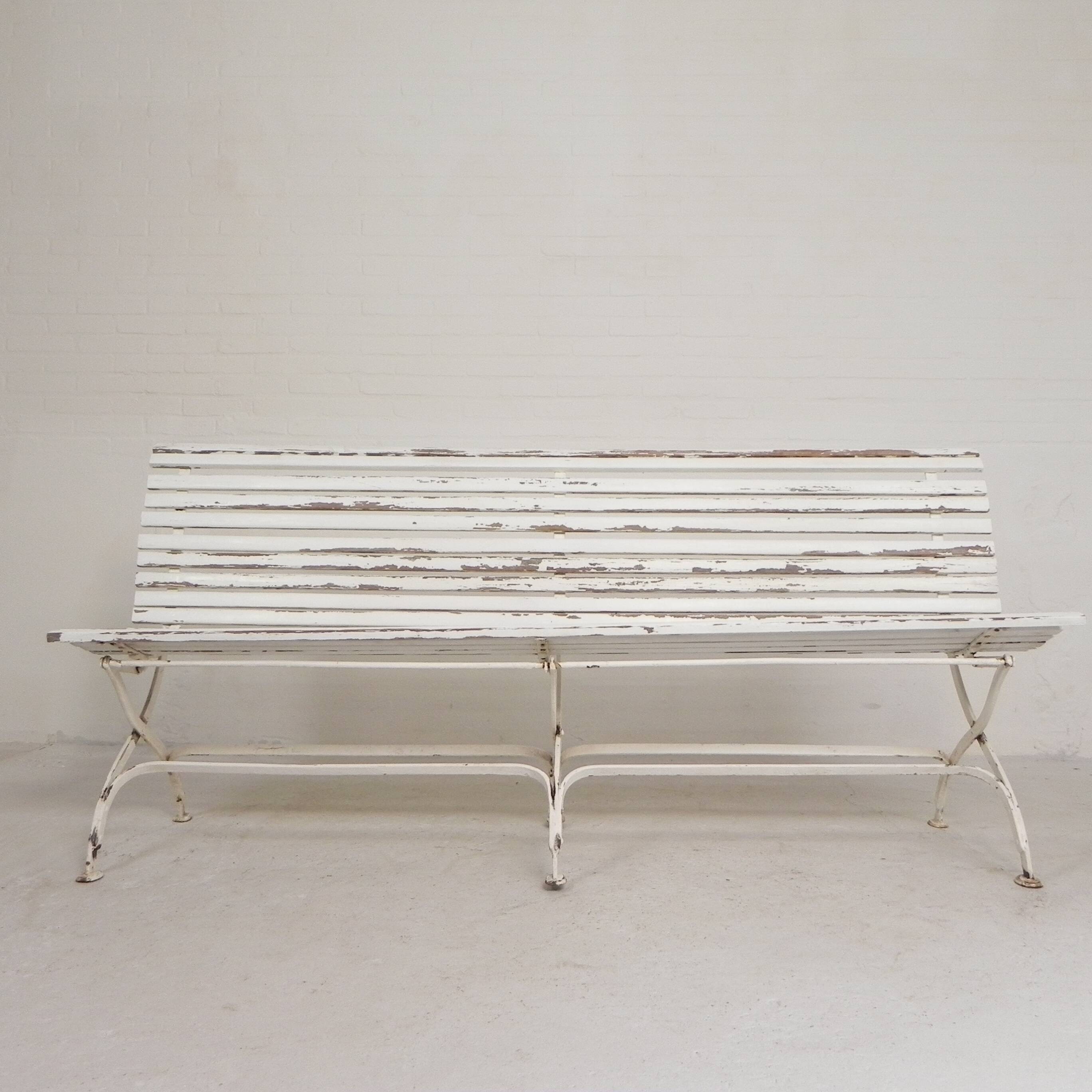 Garden bench, slatted bench, folding, 2 metres long, 1930s.
