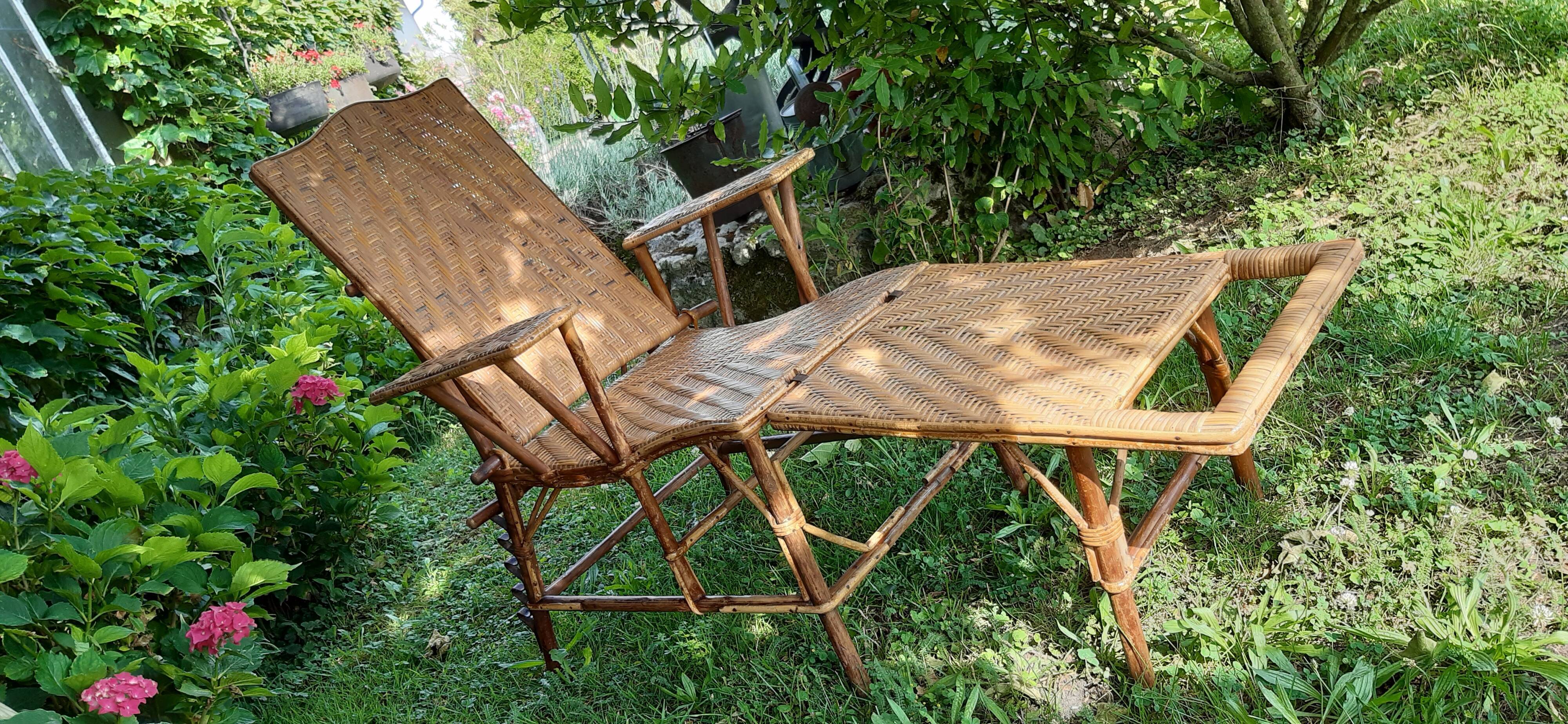 Deck chair in rattan and cannage 1900