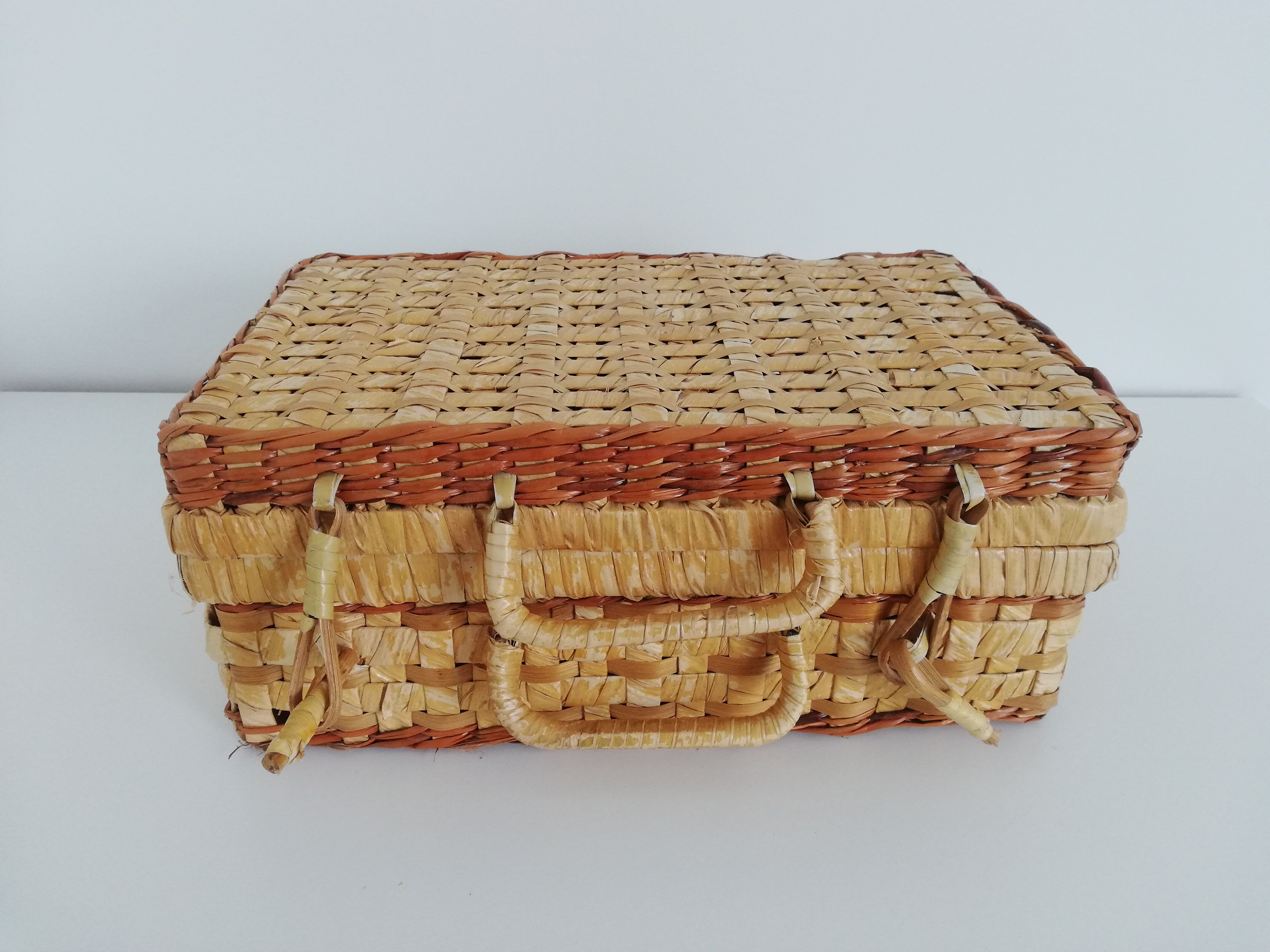 Vintage wicker suitcase