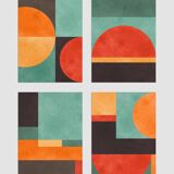 4 Colorful Geometric Art Prints