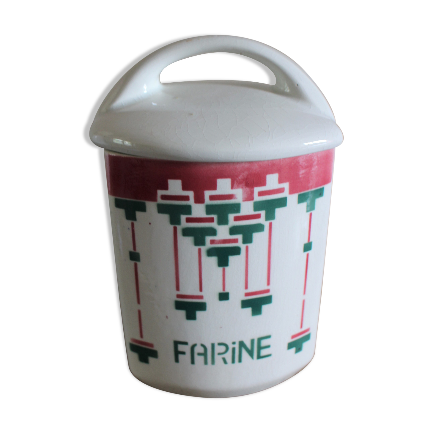 Flour pot Green pink lid Iron Earth Choisy the King