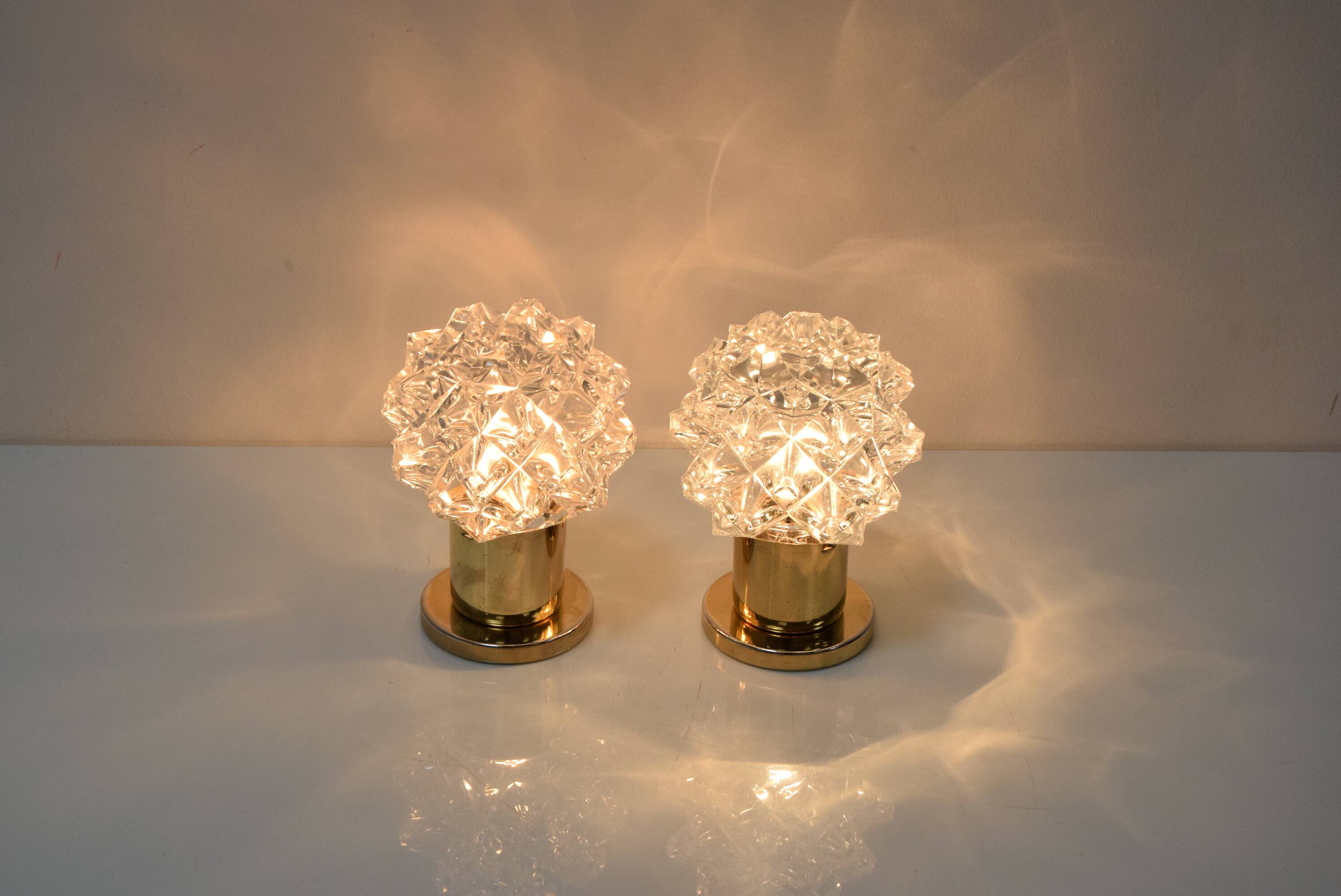 Pair of Design Table or Wall Lamps by Preciosa, Kamenicky Senov, Czechoslovakia, 1960's.