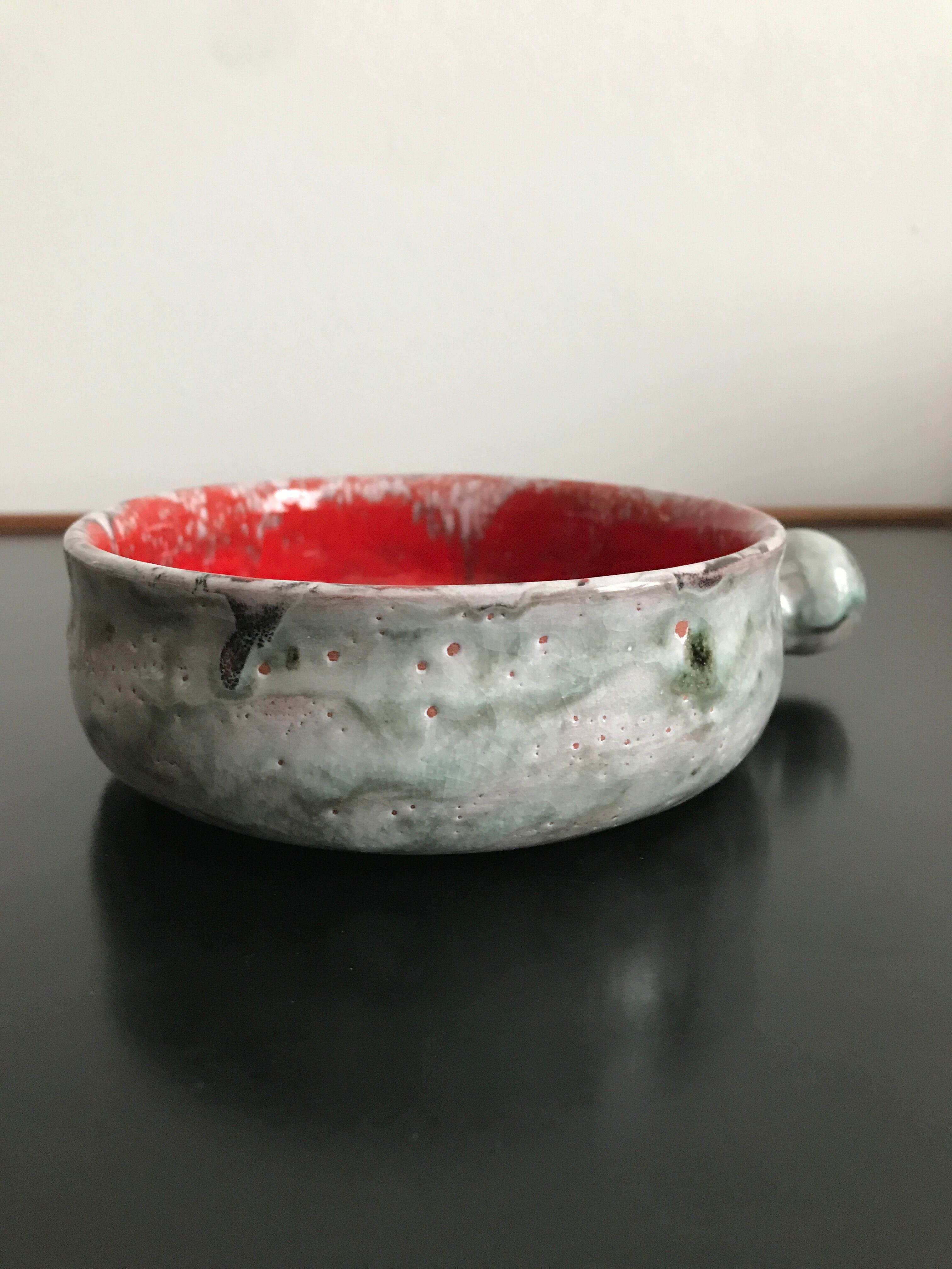 Caquelon, ceramic pan signed Arlette Rioux Juan