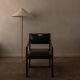 Vintage wooden armchair in black leatherette, Scandinavian style