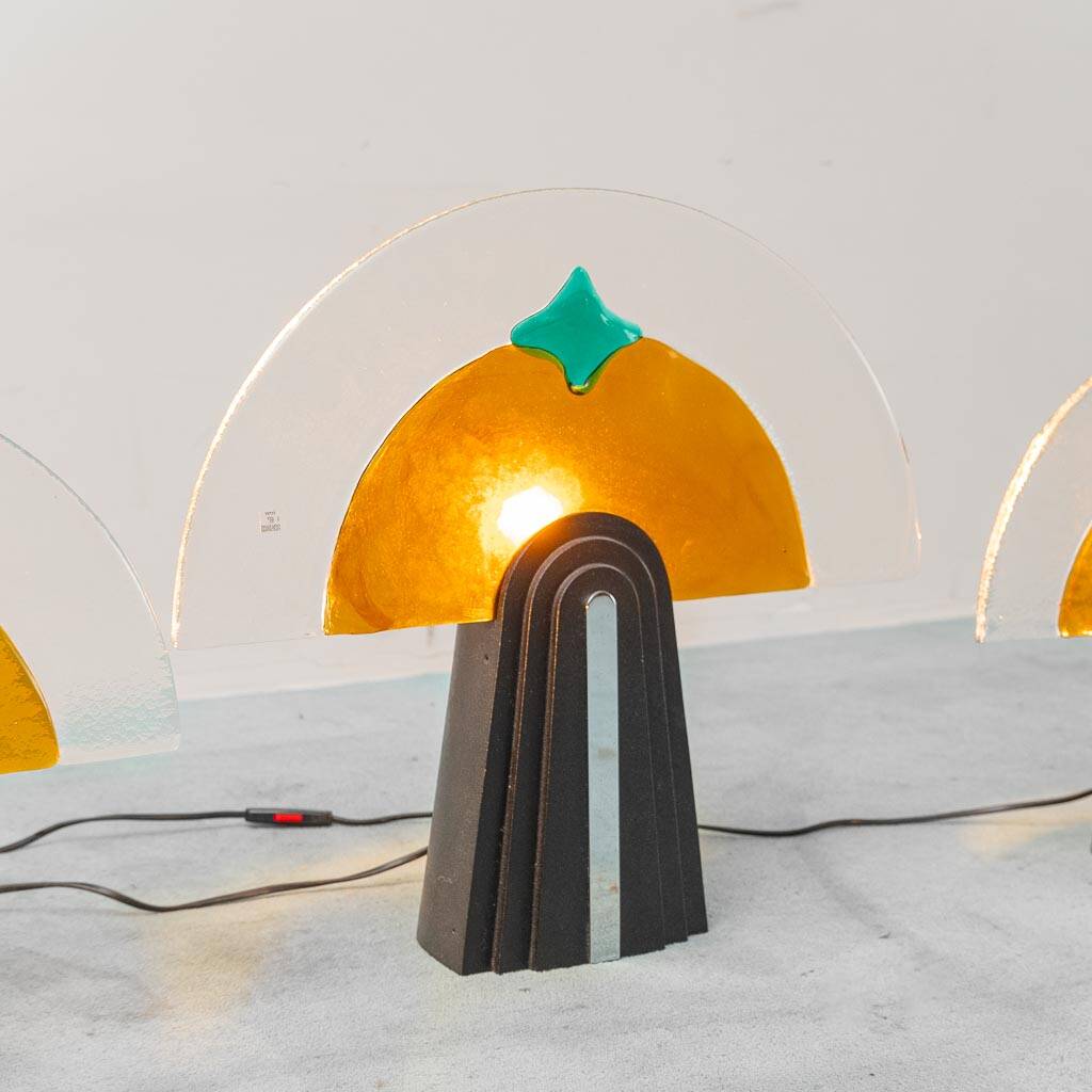 Set of 3 vintage Murano glass lamps by Gambarro & Poggi, 1980s design