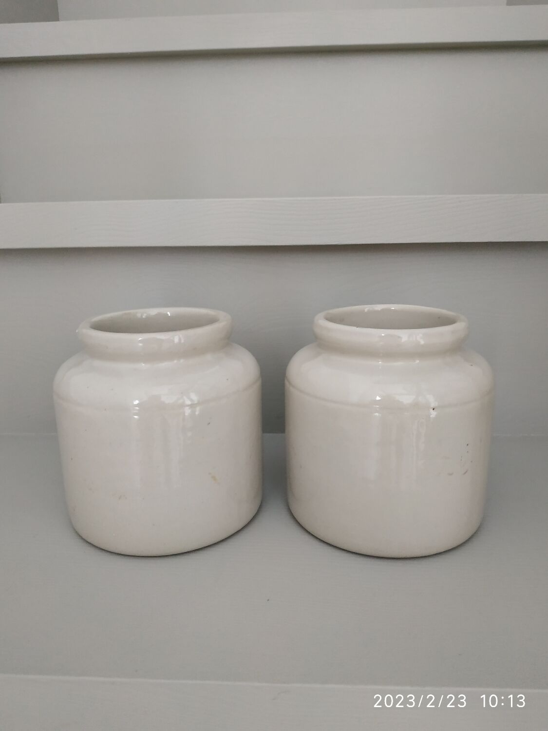 Duo of stoneware pots