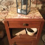 Beech bedside table on marble; 30/40s