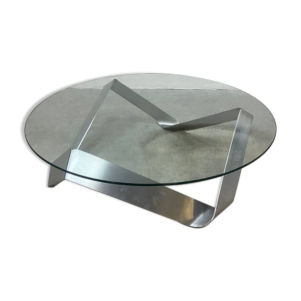 Table basse en verre au design vintage Knut Hesterberg Ronald Schmitt 1970
