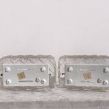Pair rectangular ceiling or wall flush mount lamps