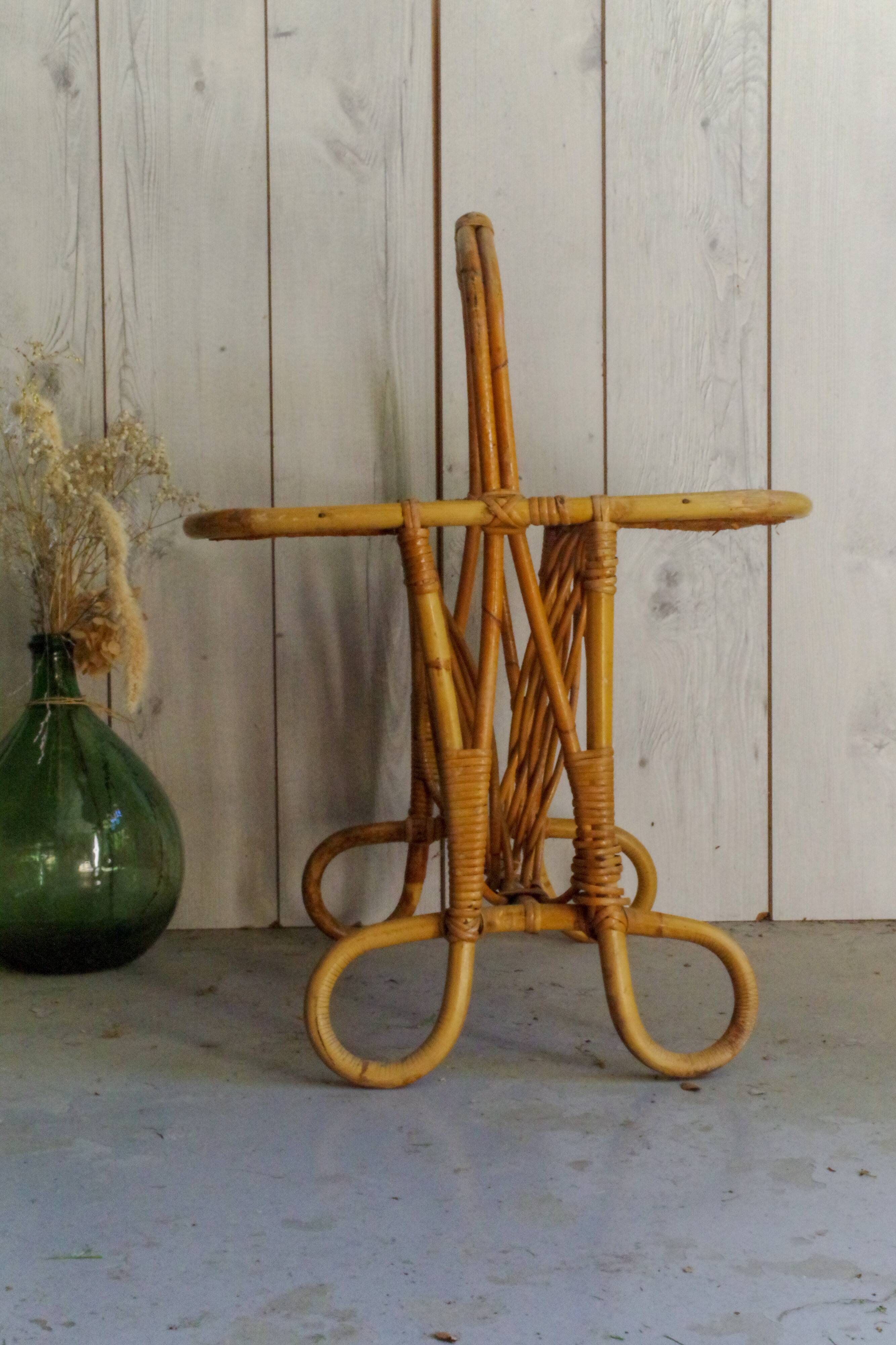 60s rattan magazine holders with trays