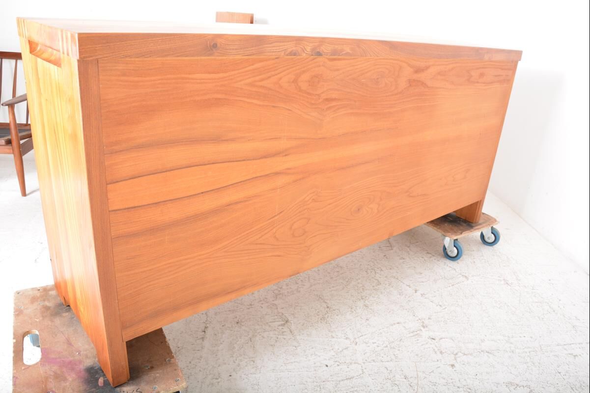 Vintage solid elm sideboard by Pierre Chapo, model R08