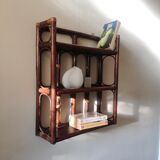 Wall shelf with 3 rattan shelves, 1970s