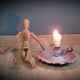 Candle holder enamelled pink cellar rat
