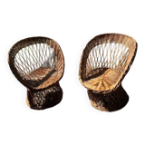 Pair of wicker armchairs