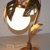 Vintage lamp or night light flowers metal and opaline L-- 70's years