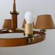 6 wooden paper head chandeliers with brass details, 1960s, Germany