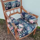 Fauteuil de style Louis Xvi ancien 1900s tissus Fleuris