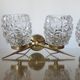 Pair of double appliques "Pierre Disderot" in brass and glass 50 60 years