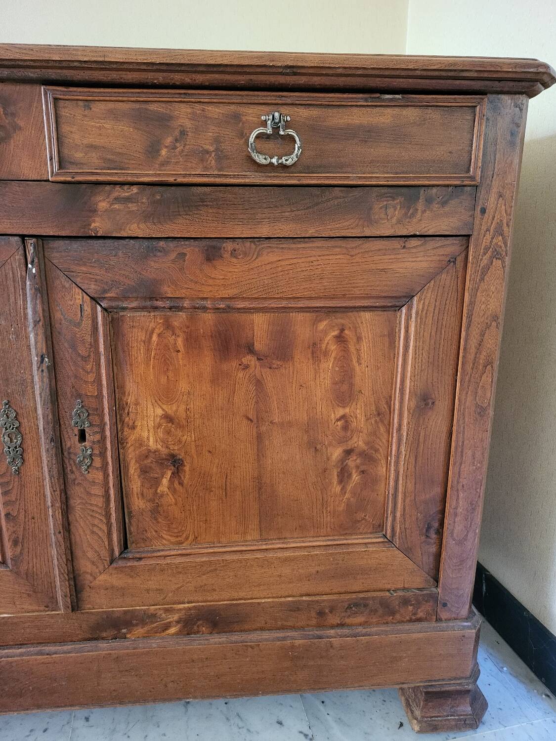 Antique solid wood sideboard – 2 drawers, 2 doors – natural patina