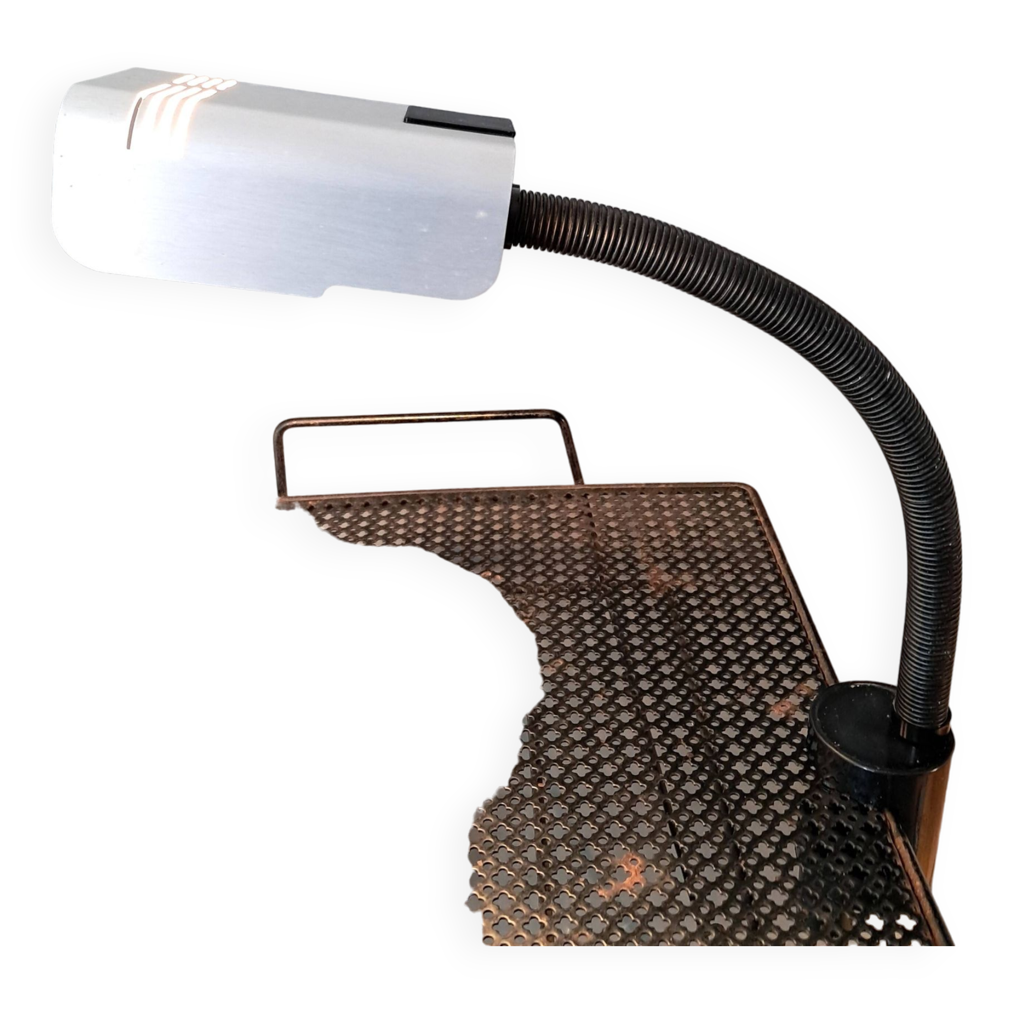 1970 Targetti Sankey workshop lamp in brushed aluminum.