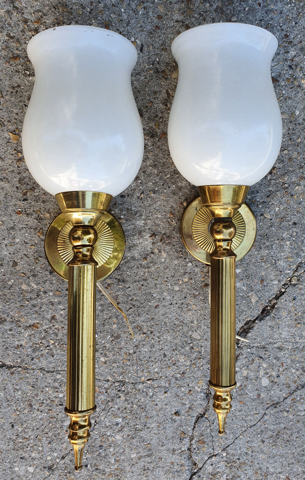 Pair neo classic golden brass sconces 50s