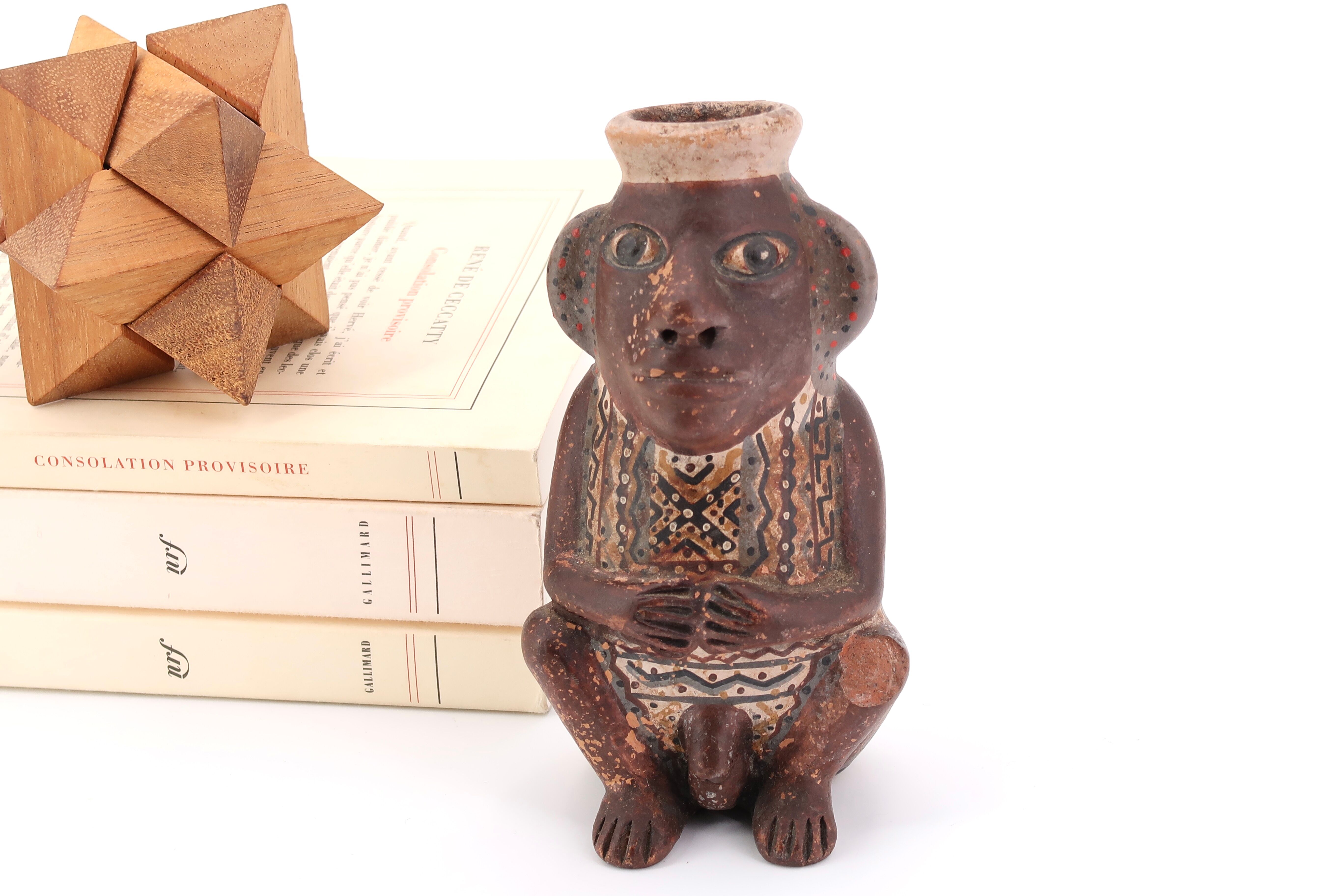 Anthropomorphic Peruvian terracotta vase