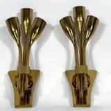 Lumi Milano, Mid-Century Modern pair of Italian brass sconces from 60s