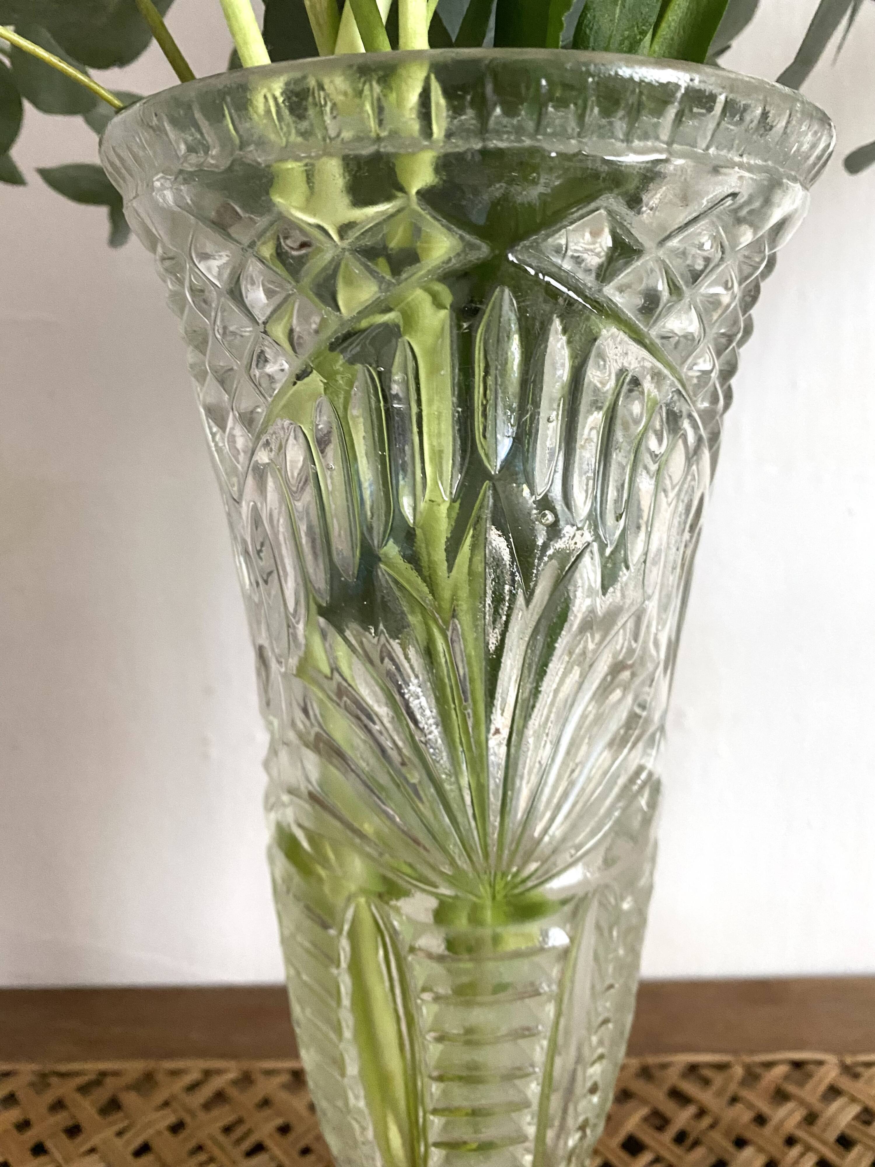 Pair of vintage molded glass vases