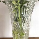 Paire de vases vintage en verre moulé