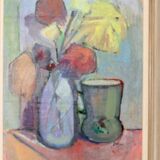 Swedish Mid-Century Oil On Canvas Painting" Still Life " --Vintage & Framed
