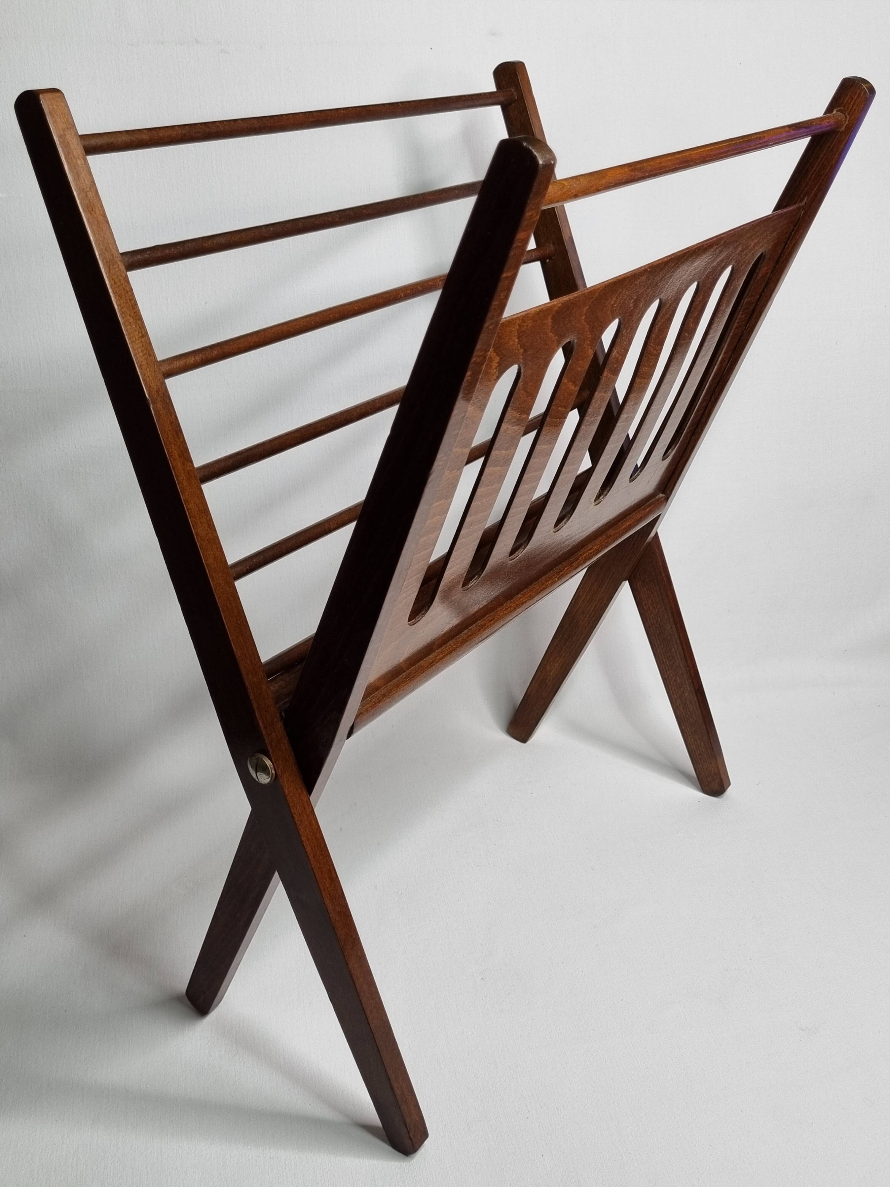 Folding teak magazine rack by Cees Braakman