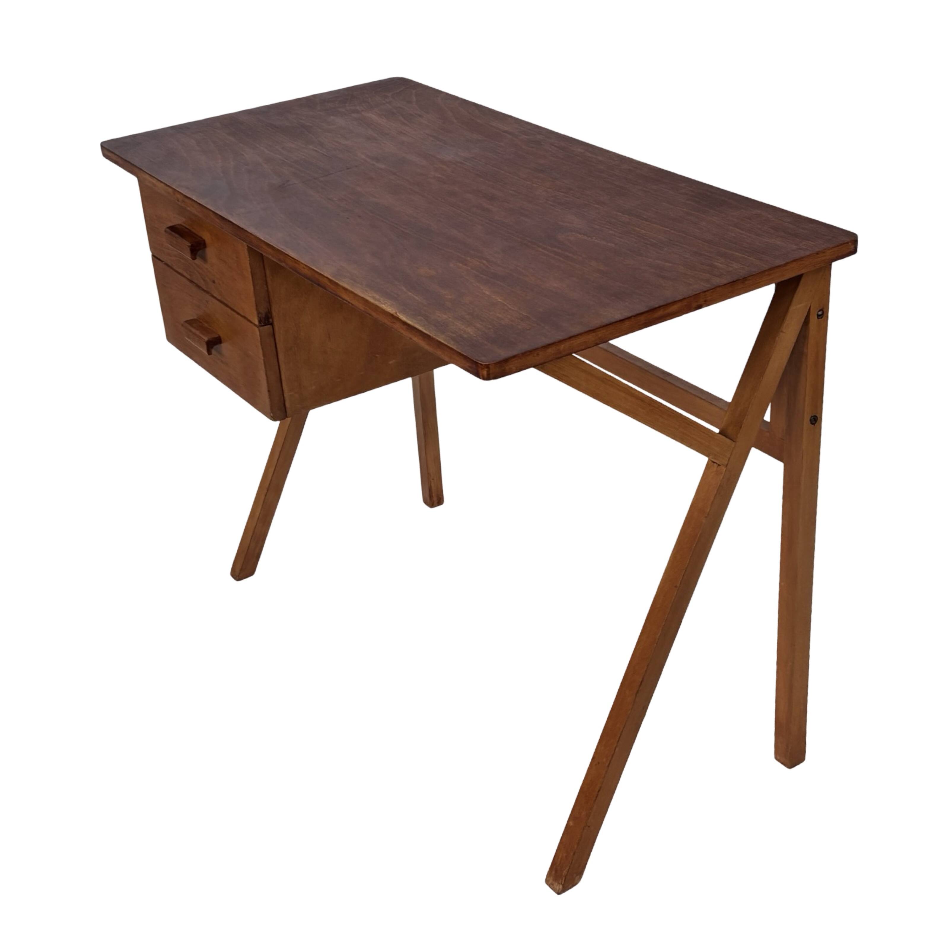 Vintage desk, compact model, minimalist desin teak, 1960s