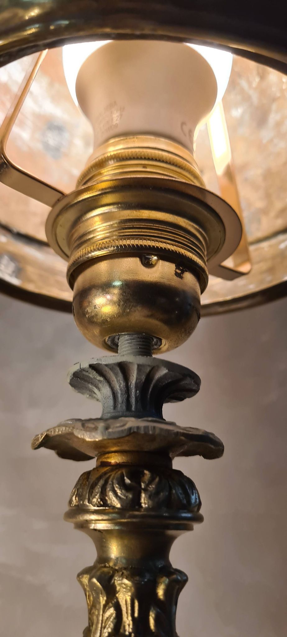 lamp, modernism, bronze, brass, metal, art nouveau 47x15 elec ok