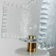 Vintage Murano glass table lamp – white, gold metal base, frosted glass shade – Italy 1980s