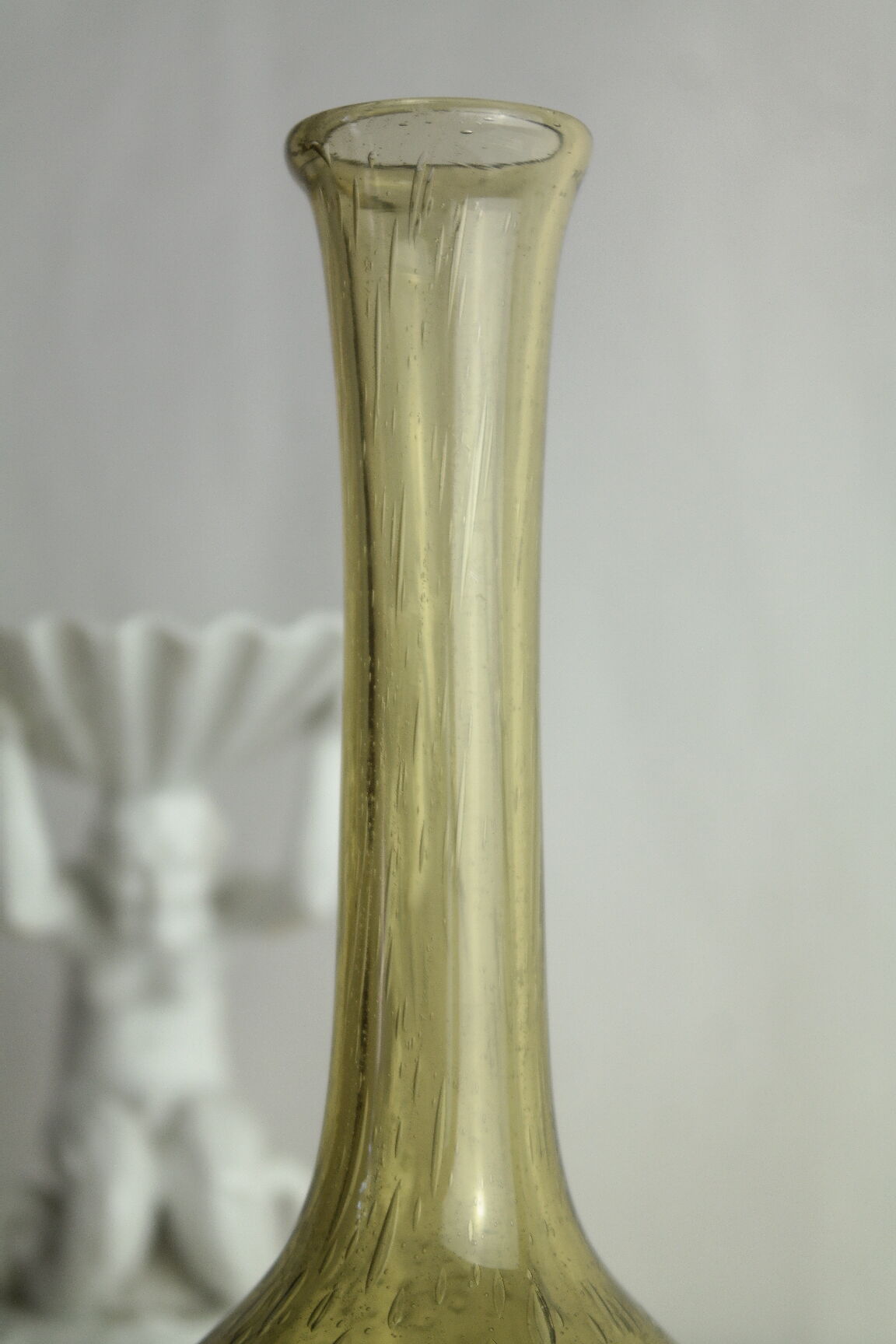 Pair of vintage biot bubbled blown glass soliflores