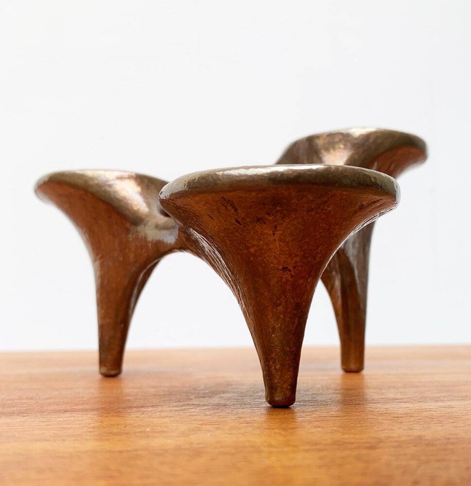 Vintage German brutalist metal candlestick by Harjes.