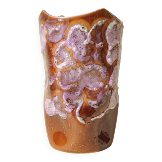 Vase Céramique Fat Lava - Marron Violet - Forme Organique - Années 70