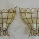 Pair of vintage mother-of-pearl and brass wall sconces – Floral shape