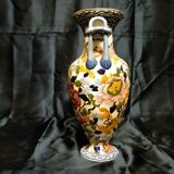 Gien earthenware vase with peony decoration