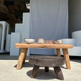 table basse en teck blond quadripode