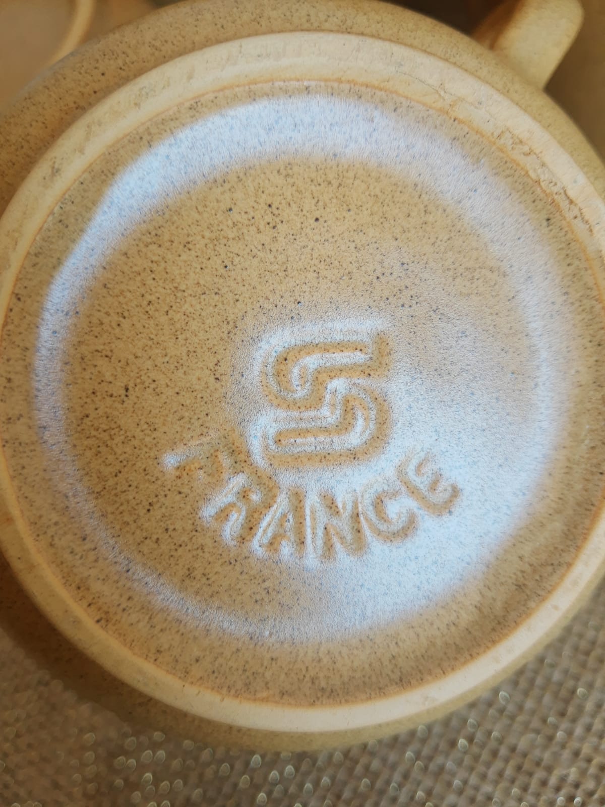 Set 6 coffee cups in sarreguemines sandstone france vintage