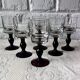 6 antique aperitif glasses, vintage plum-footed glass