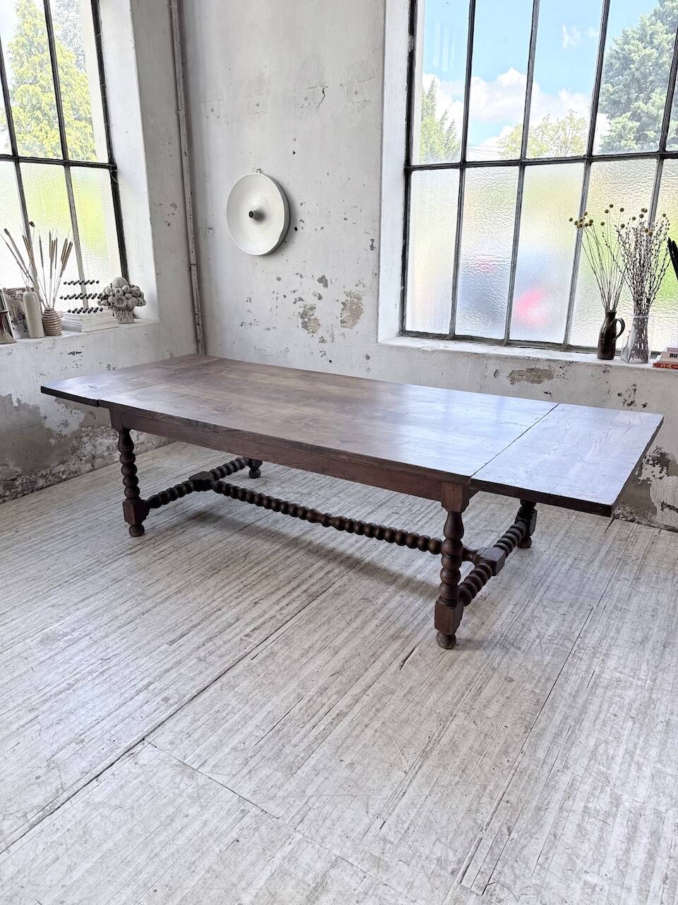 Solid oak table 1900 drapery style XL 280cm with extensions