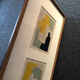 Abstract paintings under glass