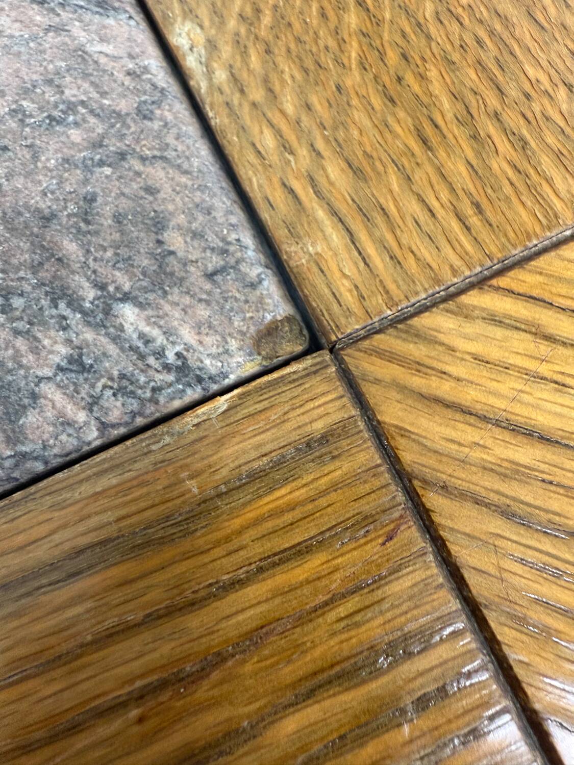 Old coffee table in wood and granite stone, vintage design from the 70s