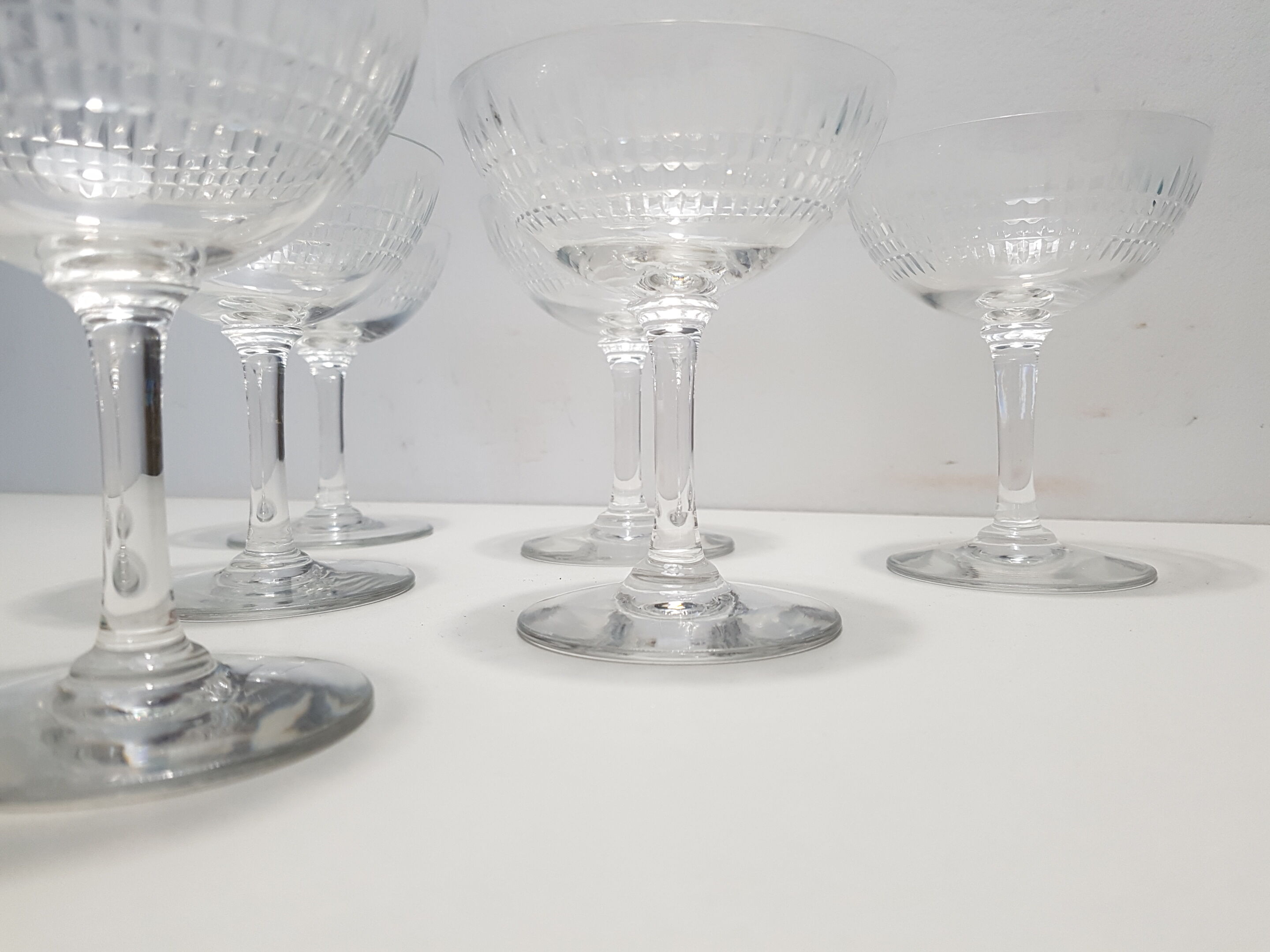 6 champagne glasses in Baccarat crystal, Nancy model, circa 1920