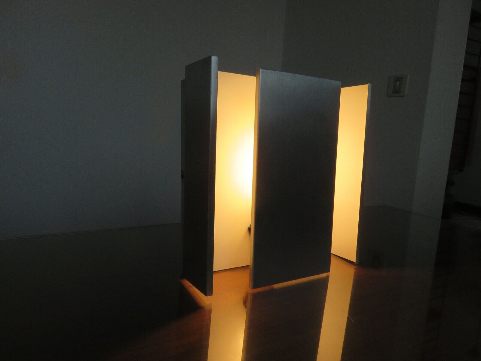 Series of 3 aluminum wall lamps, modernist, minimalist 70s