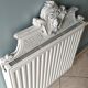 Old pediment in painted wood