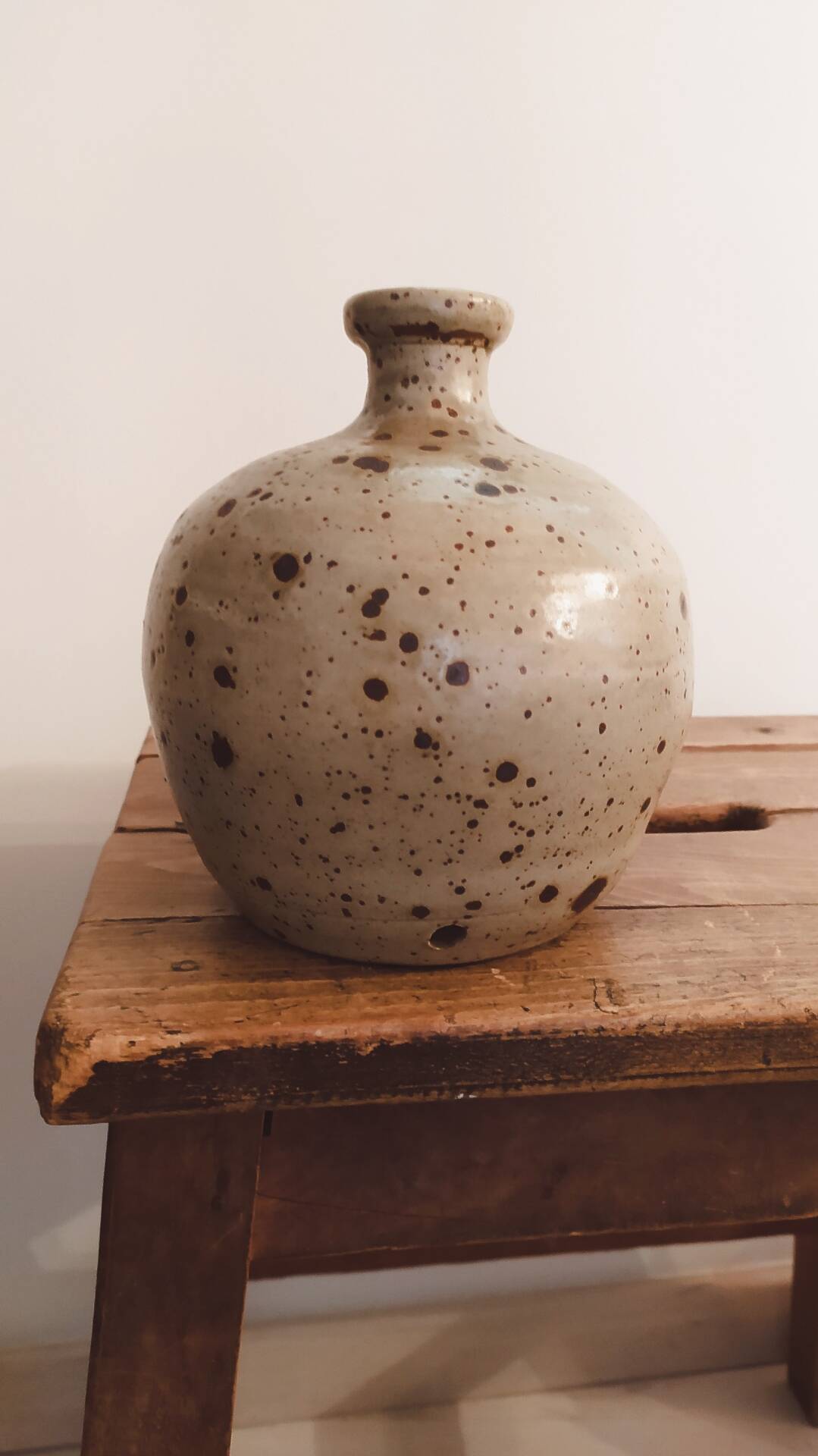 Antique spherical lamp base in pyrite stone